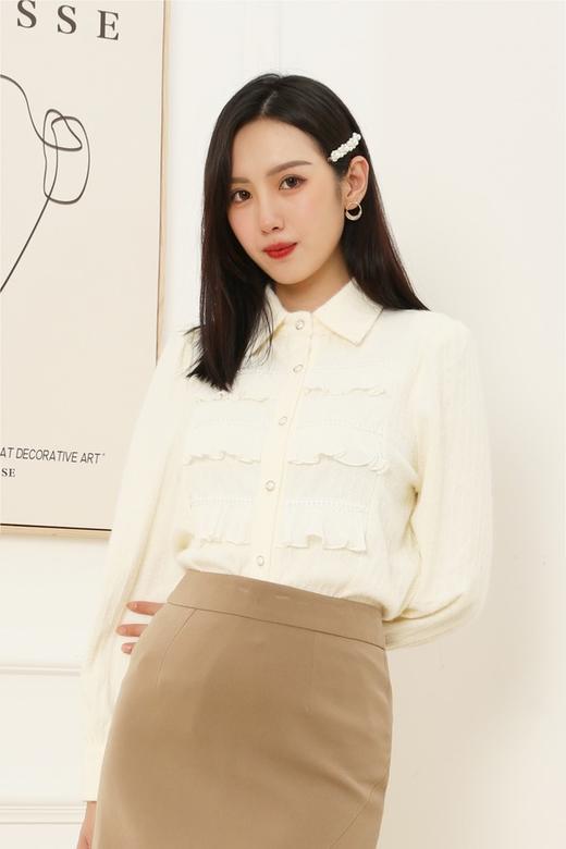 amadella 米色绒感蕾丝衬衫 14987 商品图0