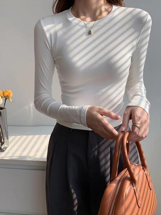 【板绘-BANHUI】春秋新款莫代尔螺纹打底衫长袖女外穿6色可选 商品图4