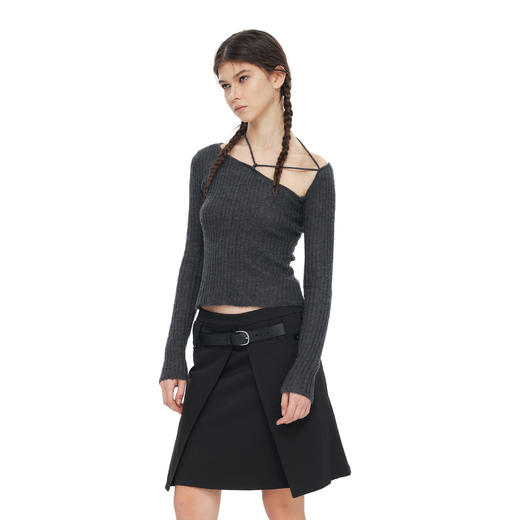 NUTH 薄款弹力设计感长袖修身针织衫女 商品图2