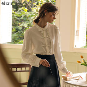 OLrain欧芮儿新中式衬衫女早春2024新款日常通勤小众盘扣衬衣上衣