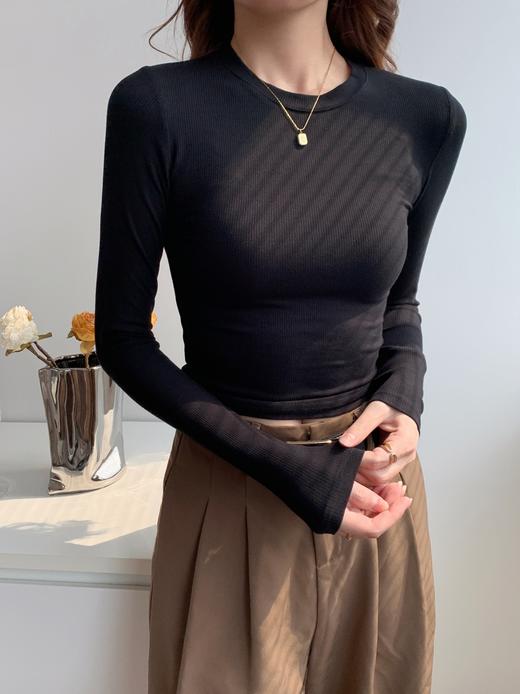 【板绘-BANHUI】春秋新款莫代尔螺纹打底衫长袖女外穿6色可选 商品图0