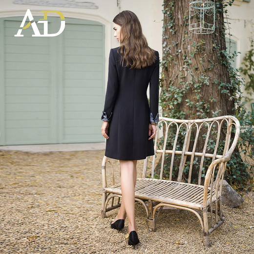 AD新中式连衣裙女春装2024新款高级感提花西装裙轻奢国风裙子黑色 商品图4