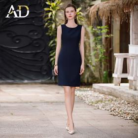 A99D高档职业连衣裙女新款开叉一步裙无袖内搭西装裙子藏青色工作服
