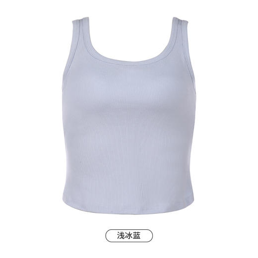 都市丽人宽肩背心女罗纹棉背心无尺码有固定杯棉质宽肩背心无钢圈无排扣LV44A2 商品图11