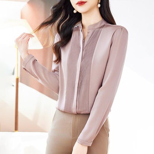 重磅真丝衬衫V领高端早春纯色LS-9505 商品图1