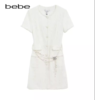 【2F 】bebe2024春季新款女士蕾丝珍珠扣肌理感小香风连衣裙 商品缩略图1