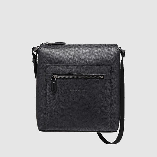 FERRAGAMO 菲拉格慕 男士锤纹小牛皮字母徽标压花单肩包 黑色 24 A516 0732518 商品图0