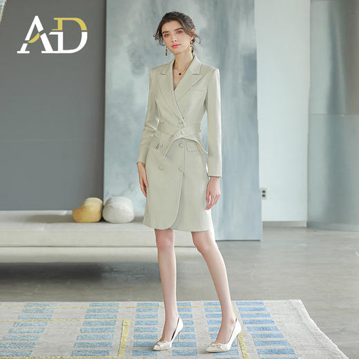AD职业装气质女神范连衣裙女收腰高级白领上班族正装长袖西服裙秋 商品图2