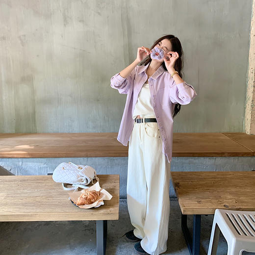 <曾小咸推荐> 【芋泥波波紫】紫色牛仔衬衫 商品图2