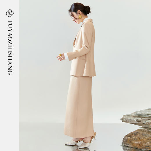 扶摇 新中式春装穿搭一整套西装外套高腰中长款半身裙两件套 商品图3