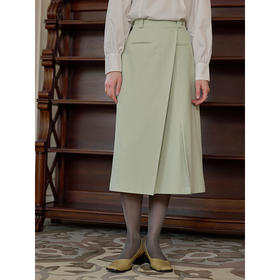 SimpleRetro清风抚页 压褶设计TR西装半身裙女春季气质通勤a字裙