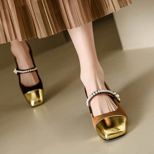 【预售5天】春季新款，珍珠法式金丝绒玛丽珍单鞋MN&B634 商品图7