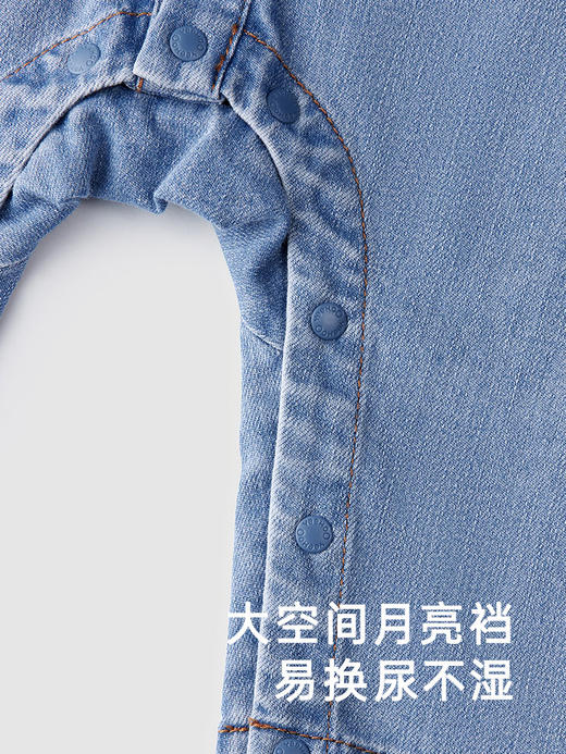 英氏宝宝牛仔连体衣外出春秋款2024新款新生婴儿衣服YRHAJ1Q371A 商品图3