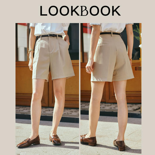 OLrain欧芮儿浅卡其色休闲裤女早春2024新款通勤简约百搭西装短裤 商品图4