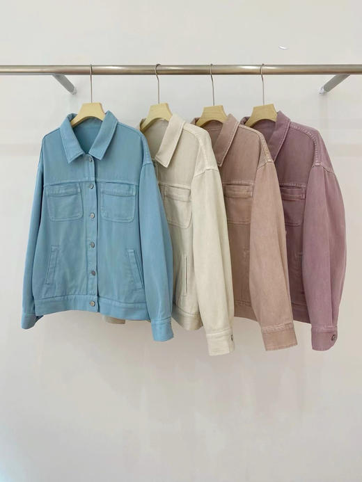 老米优品。春款。韩系 复古做旧 《石磨褪色水洗牛仔外套》爱的就是这一份少年感！慵懒感！怀旧感！巨百搭~~ WT240219A  偶 商品图2