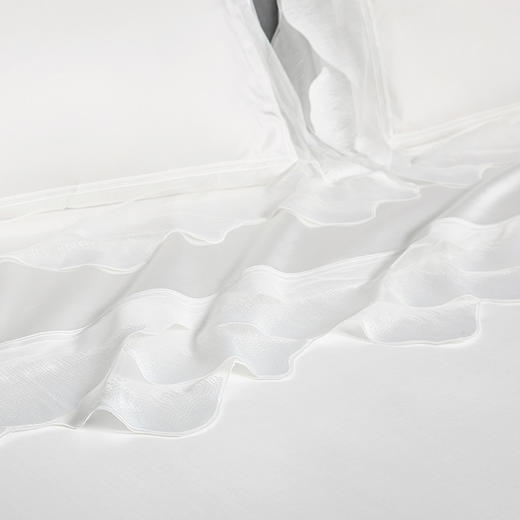 whinny/惠谊新中式简约床单 素色枕套 蕾丝绣花山形护单三件套 商品图1