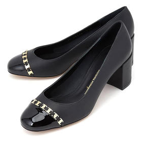 FERRAGAMO 菲拉格慕 女士 Gancini 装饰高跟皮鞋 黑色 704010