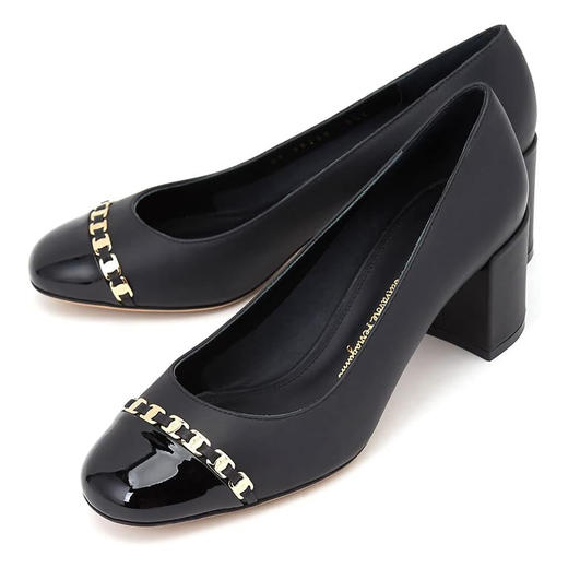 FERRAGAMO 菲拉格慕 女士 Gancini 装饰高跟皮鞋 黑色 704010 商品图0