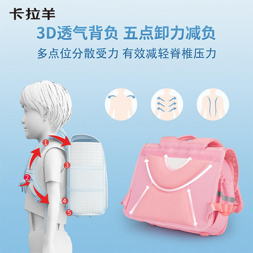 卡拉羊1-3-6年级18/20L减负防下坠爱丁堡系列立体方包 CX2114-1+CX2560-1 商品图3