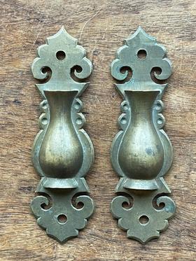 青铜如意云框壁瓶一对，顺丰包邮