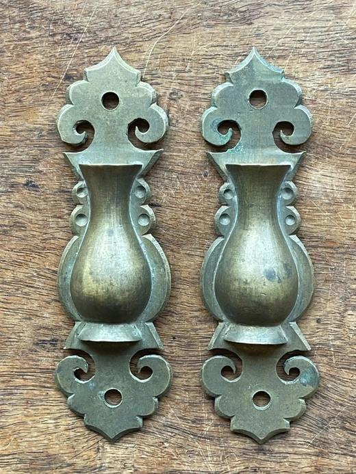 青铜如意云框壁瓶一对，顺丰包邮 商品图0