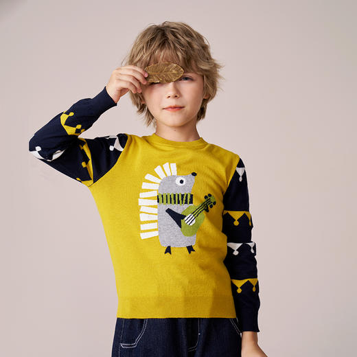 mettekids男童针织衫秋冬新款卡通打底衫儿童休闲圆领棉羊绒毛衣 商品图1