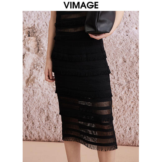 VIMAGE纬漫纪夏季新款温柔显瘦百搭气质高腰蕾丝半身裙V2106727 商品图3