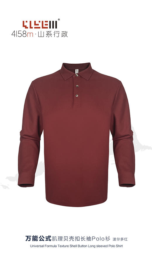 4158m山系行政 万能公式肌理贝壳扣长袖polo衫长袖翻领T恤（福利款） 商品图4