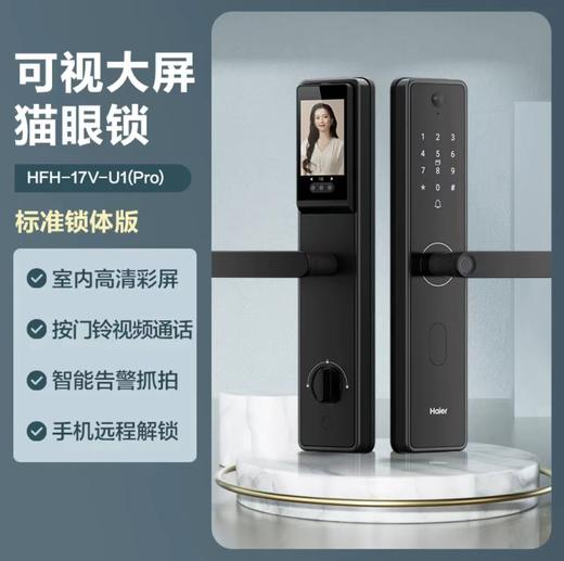 海尔指纹锁V17Pro 家用智能门锁 防盗门电子密码锁智能锁猫眼锁 HFH-17V-U1 pro霸王锁体+100元 商品图0