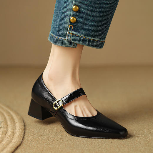 【预售5天】春夏新款，粗跟里外全真皮单鞋LD&6715 商品图6