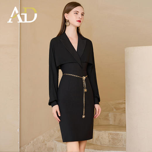 AD高端精致连衣裙女春季2024新款高级感连身长袖西装裙显瘦职业装 商品图3