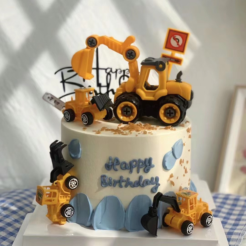 挖啊挖啊挖——挖掘机男孩生日蛋糕