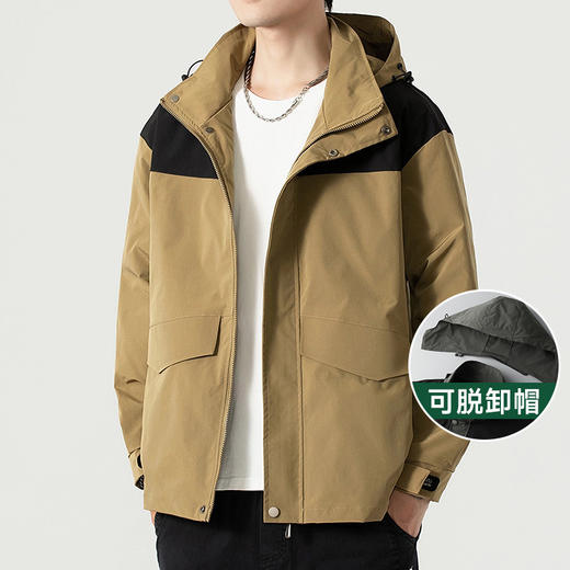 【可拆卸帽】【新款DSF】大依优型大码夹克外套休闲胖子大码男休闲宽松加肥加大上衣 商品图0