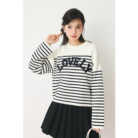 【严选】诗凡黎春学院风贴布绣字母图案基础短款圆领套头毛衣SF2330411