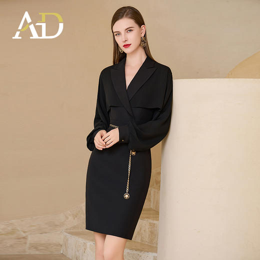AD高端精致连衣裙女春季2024新款高级感连身长袖西装裙显瘦职业装 商品图2