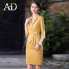 AD高级感主持人正装中袖假两件连衣裙气质包臀裙子 商品缩略图3