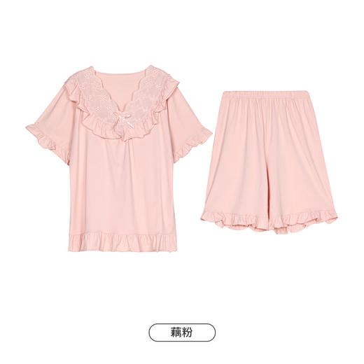 都市丽人生活家居春夏睡衣女32支纯棉单面家居服薄款短袖短裤女士纯棉套装新年本命年红品LH42C4 商品图13