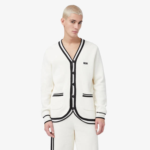 GCDS 男士字母徽标刺绣学院风针织开衫 米色 A1CM1805KC215 商品图1