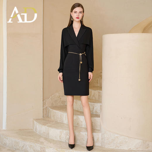 AD高端精致连衣裙女春季2024新款高级感连身长袖西装裙显瘦职业装 商品图0