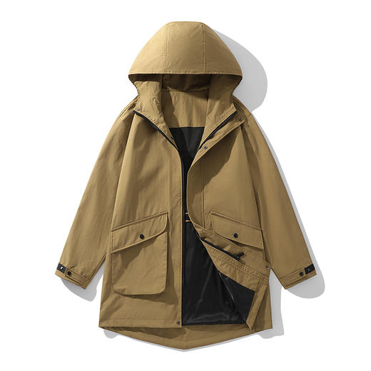 【新款DXC】大依优型大码连帽风衣夹克中长款加肥加大休闲胖子宽松外套上衣潮流男装 商品图2