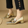 【预售5天】全皮粗跟方扣高跟鞋，春秋新款方头百搭小皮鞋通勤单鞋LD&F6708 商品缩略图0