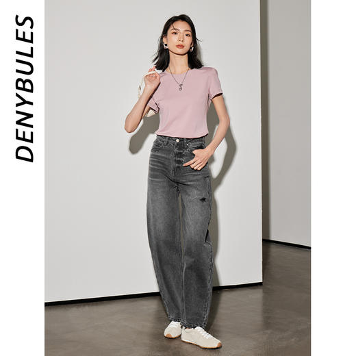 【显瘦遮肉舒爽】DENYBULES高腰时尚破洞香蕉裤 商品图2