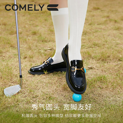 点点康莉KYQ2K068英伦乐福鞋女2024年春季新款圆头低跟舒适软底一脚蹬小皮鞋 商品图0