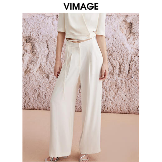 VIMAGE纬漫纪春季新款气质通勤百搭显瘦高腰直筒裤子V2105711 商品图0