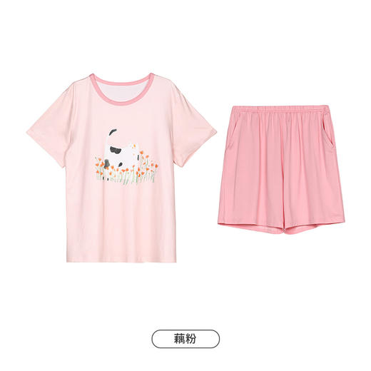 都市丽人生活家居春夏睡衣女牛奶丝拉架家居服薄款短袖短裤女士牛奶丝套装LH42B4 商品图9