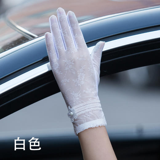 夏季防晒手套女蕾丝透气防紫外线手套触屏弹力户外骑行开车 商品图3