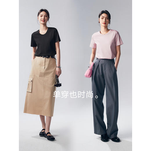 352601019口碑B入60s液氨白色短袖正肩T恤女 商品图3