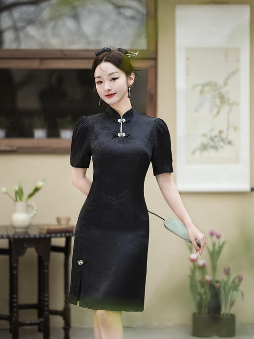 春夏新款，国潮泡泡袖小立领改良旗袍XL-24021 商品图0