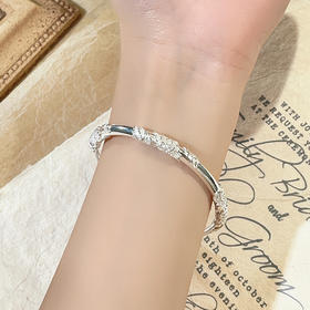 KADER卡蒂罗 繁花似锦系列 999足银新中式开口可调节素圈实心 立体精致国潮风银镯简约百搭 送女友礼物