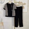 B7055        韩版气质印花休闲减龄短袖上衣+长裤两件套套装 商品缩略图2
